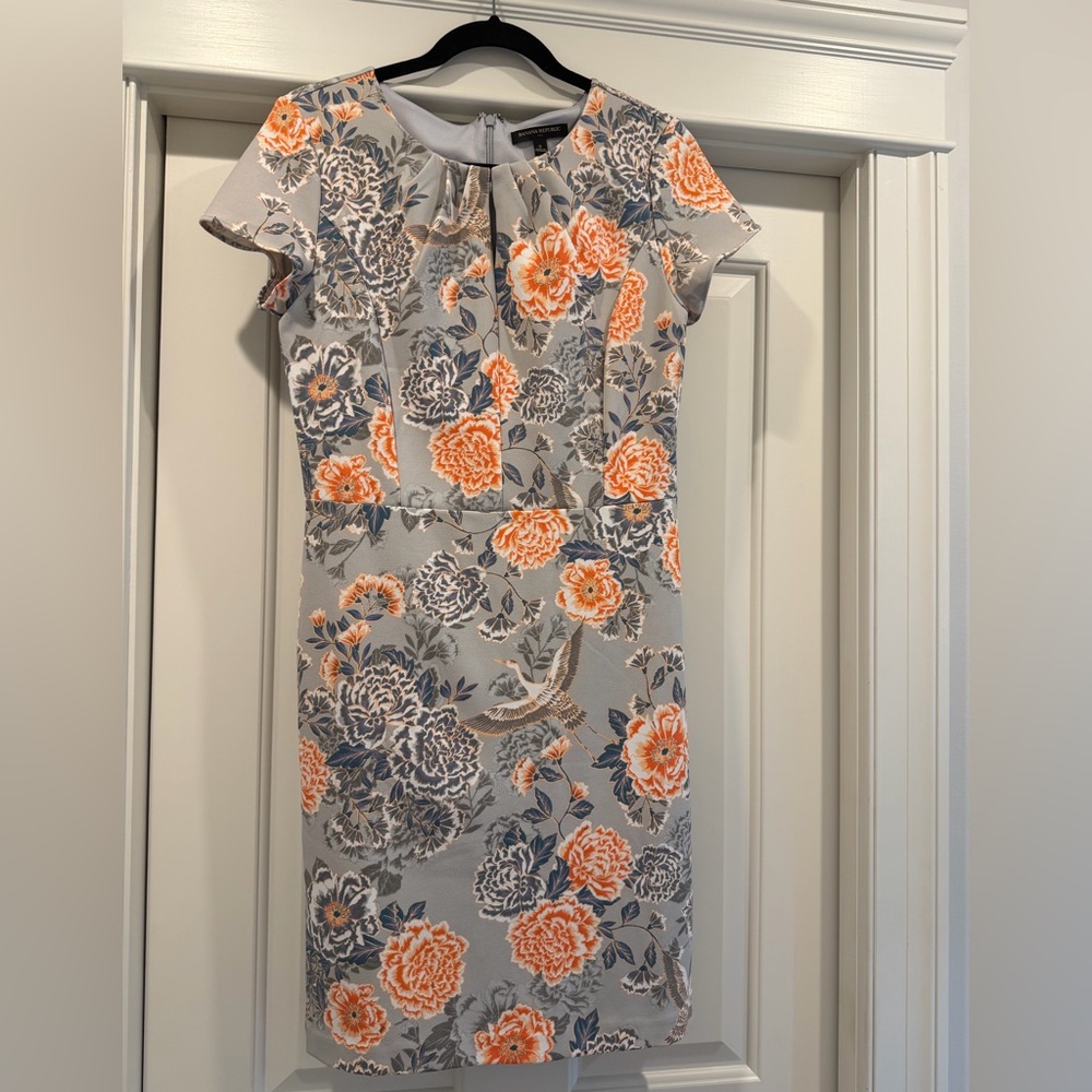 Banana Republic Gray and Orange Floral Mini Dress